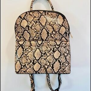 Snake Print Mini Backpack - Beige/Black